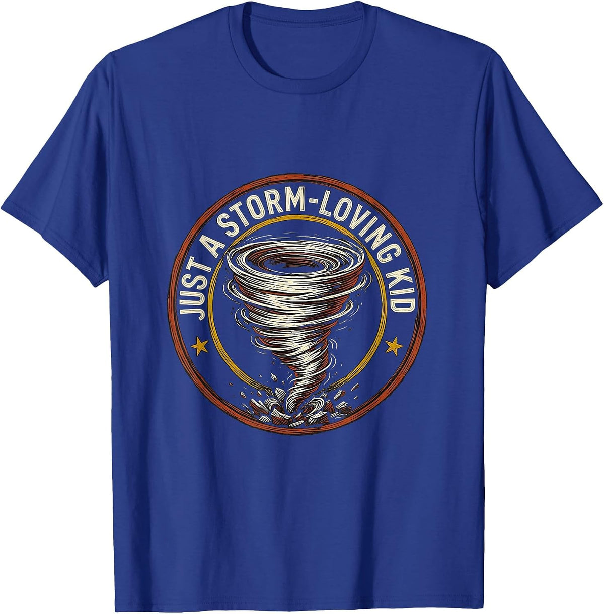 Just A Storm-Loving Kid Funny Tornado Storm Chaser T-Shirt - Royal Blue