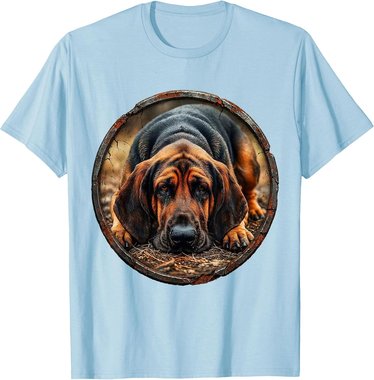 Men's Bloodhound On The Hunt Tracking Dog Graphic T-Shirt - Baby Blue