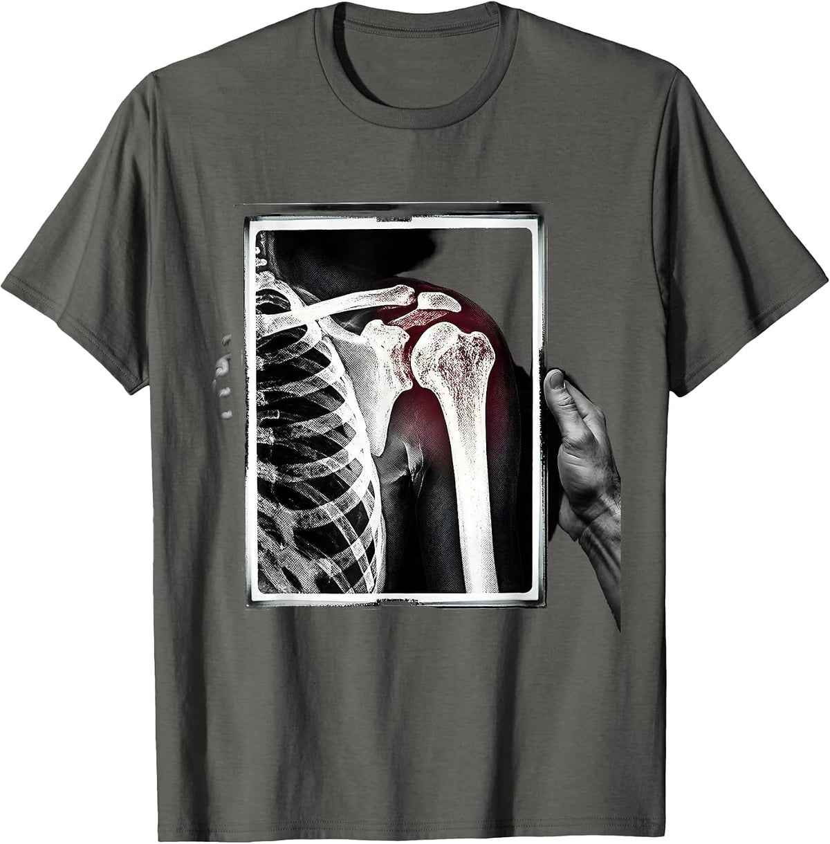 Men's Radiographic Detector Shoulder Joint Radiology Tech Humor T-Shirt - Asphalt Grey