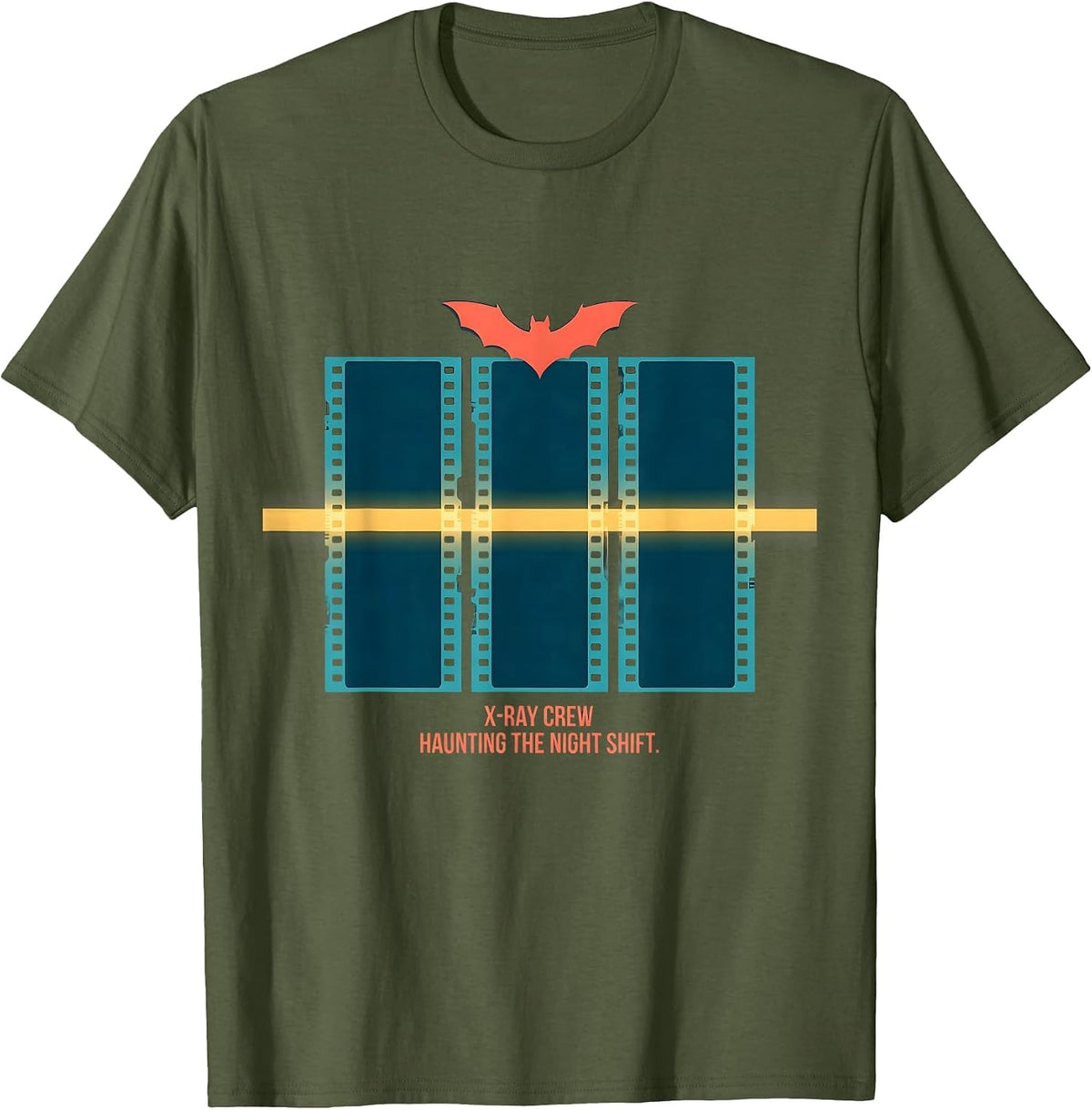 Men's X-Ray Crew Haunting The Night Shift Funny Radiology Tech T-Shirt - Olive Green