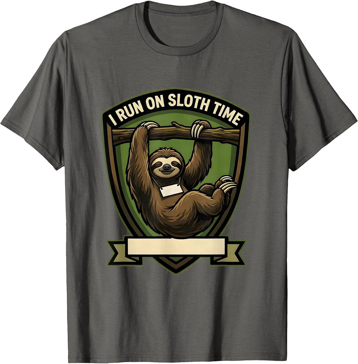 Men's I Run On Sloth Time Funny Sloth Lover Animal Humor T-Shirt - Asphalt Grey