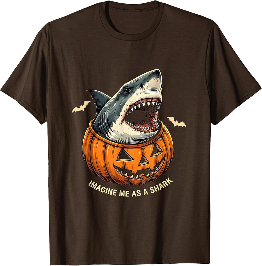 Men's Imagine Me As A Shark Funny Lazy Halloween Sea Creature T-Shirt - Brown