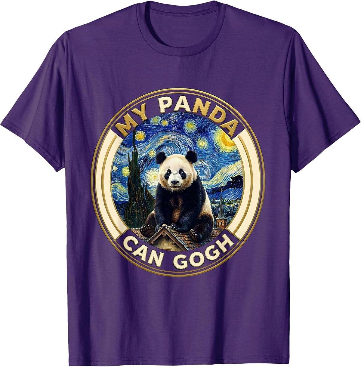 Men's My Panda Can Gogh Funny Art Parody Panda Lover Gift T-Shirt - Purple