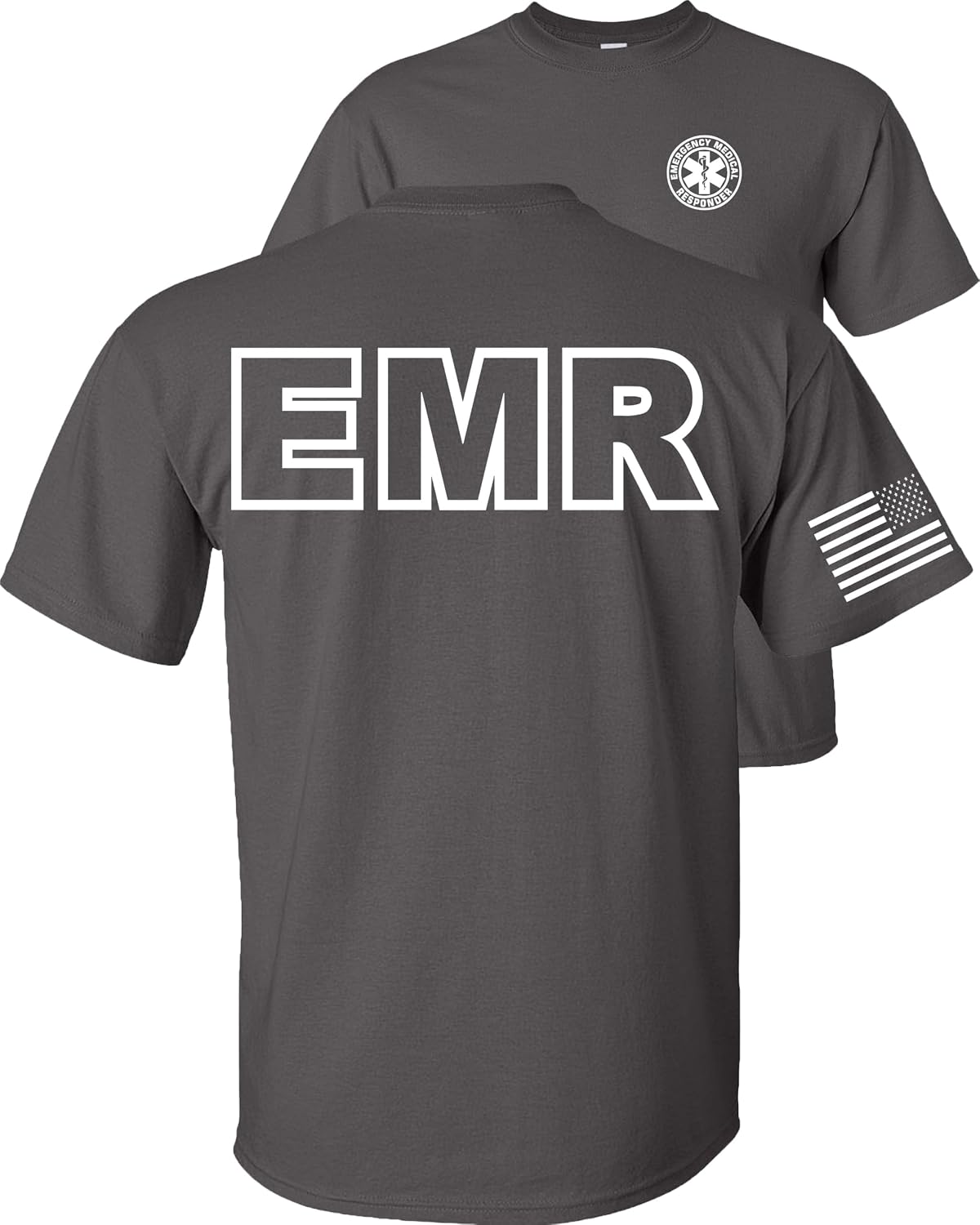 FAIR GAME EMR T-Shirt Emergency Medical Responders BAF Flag - Emr-charcoal-white Design