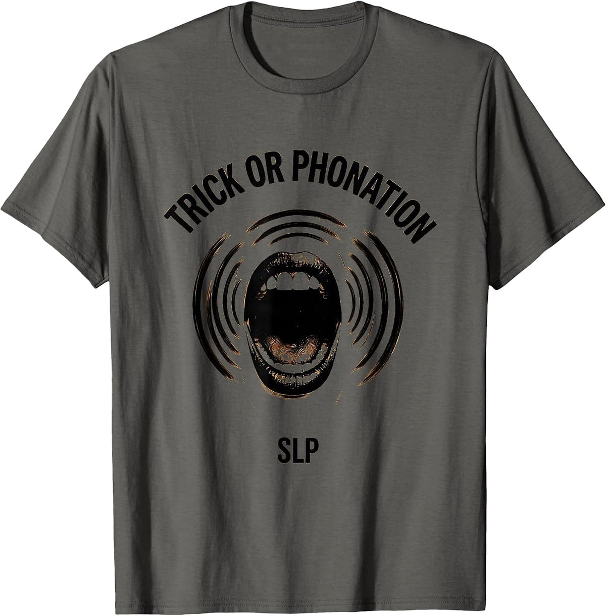 Trick Or Phonation SLP Minimalist Halloween Physical Therapy T-Shirt - Asphalt Grey