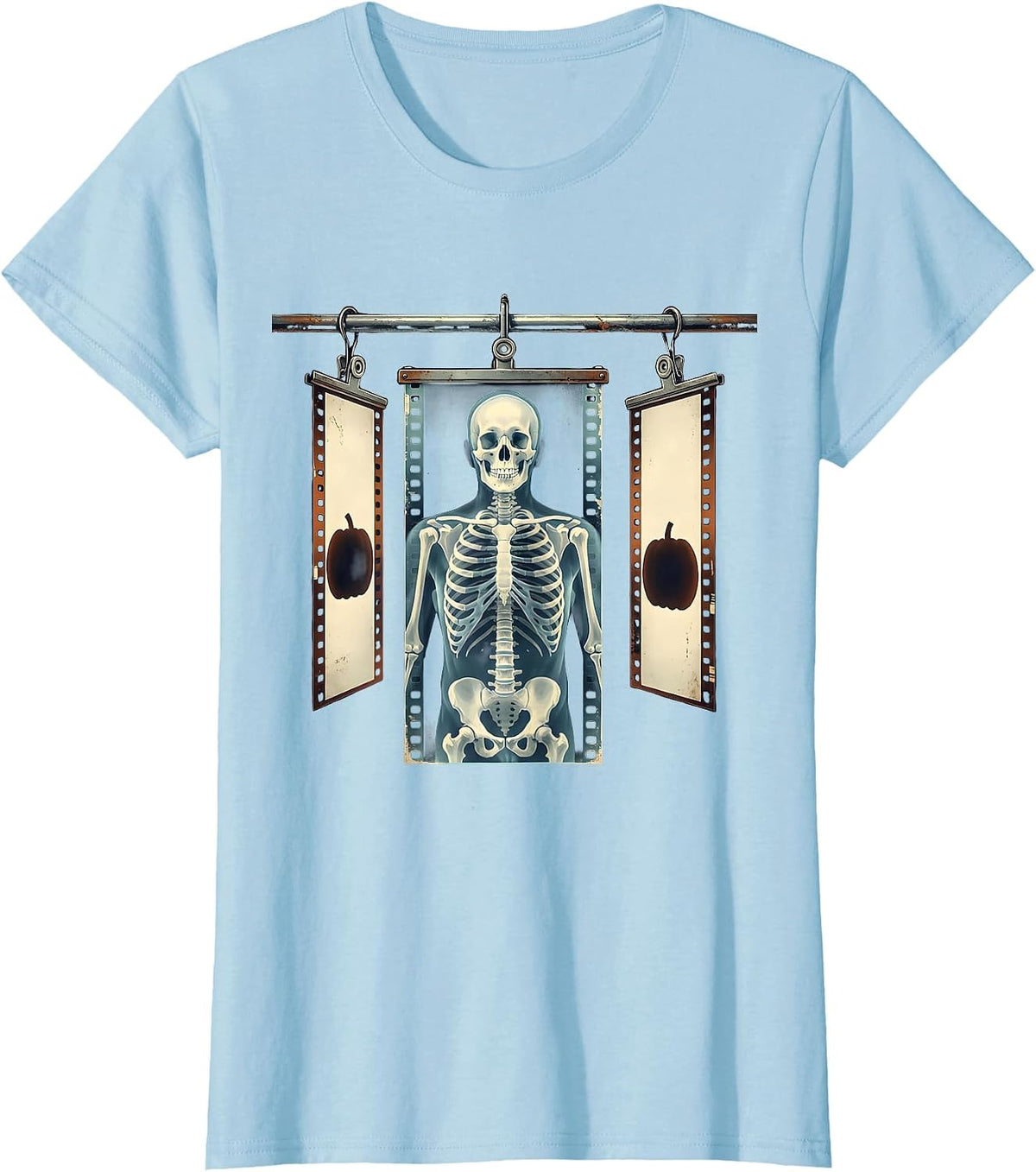 Radiographic Film Drying Rack Ghost Halloween Radiology Tech T-Shirt - Baby Blue