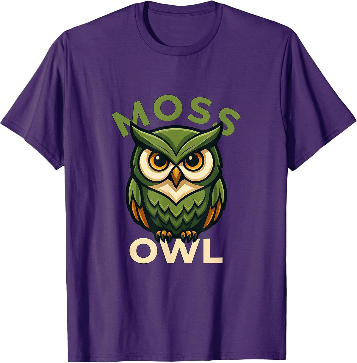 Men's Moss Owl Mascot Logo Cool Graphic Tee Men Women S-6XL T-Shirt - Purple