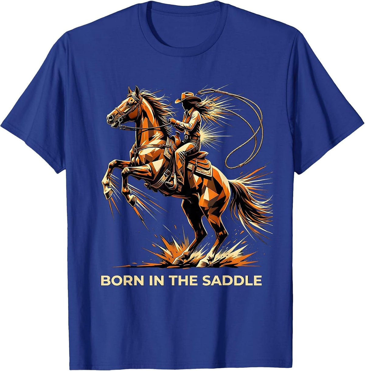Born in the Saddle Girls Western Design T-Shirt - Royal Blue