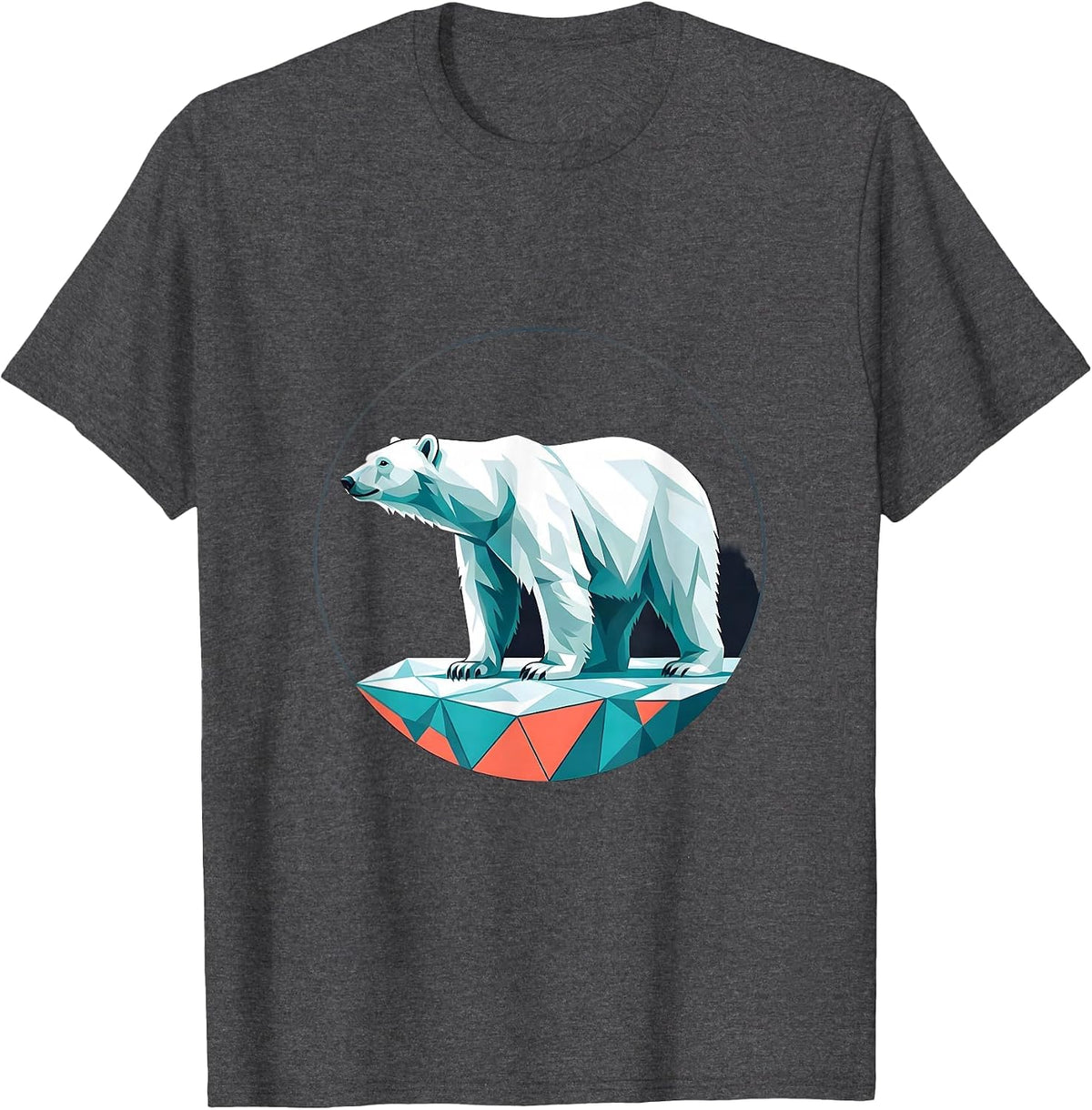 Men's Polar Bear Badge Flat Vector Wildlife Lover Gift T-Shirt - Dark Heather Grey