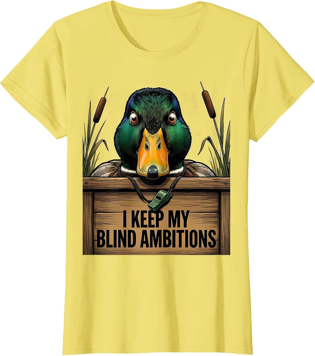 I Keep My Blind Ambitions Funny Duck Hunting Hunter Dad Gift T-Shirt - Lemon Yellow