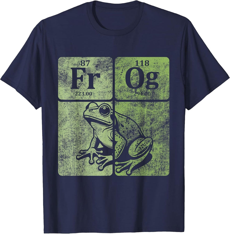 Frog Periodic Table of Elements Shirt Funny Chemistry Pun T-Shirt - Navy Blue