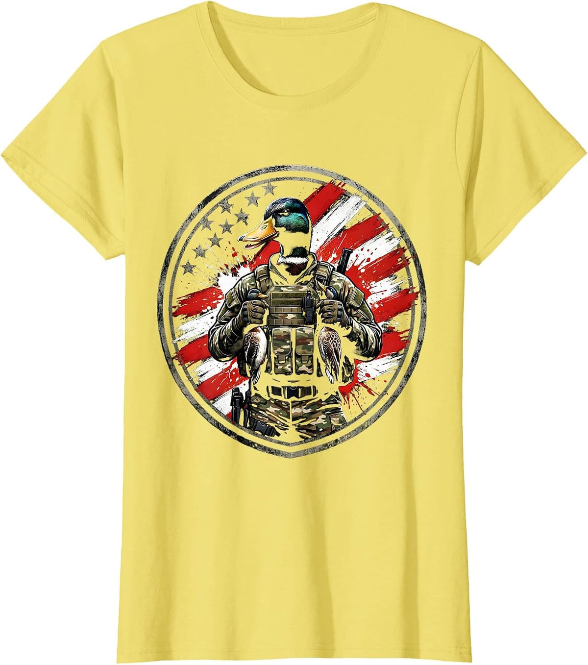 Duck Hunter Camo Gear Decoy Illustration T-Shirt - Lemon Yellow