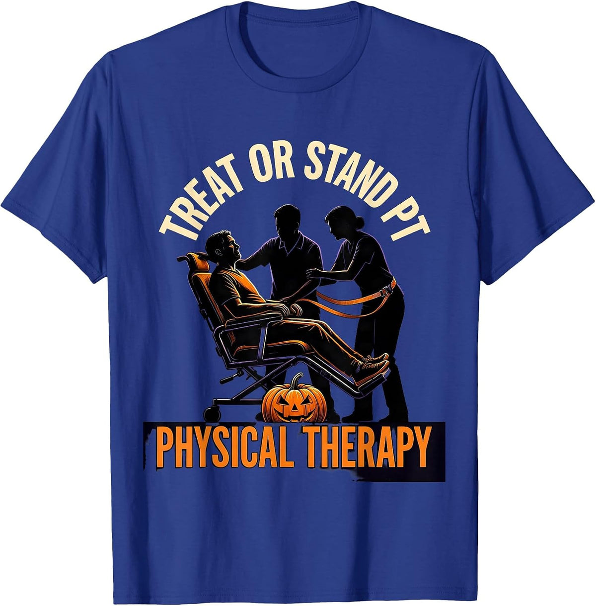 Men's Treat Or Stand PT Halloween Physical Therapy Therapist Humor T-Shirt - Royal Blue