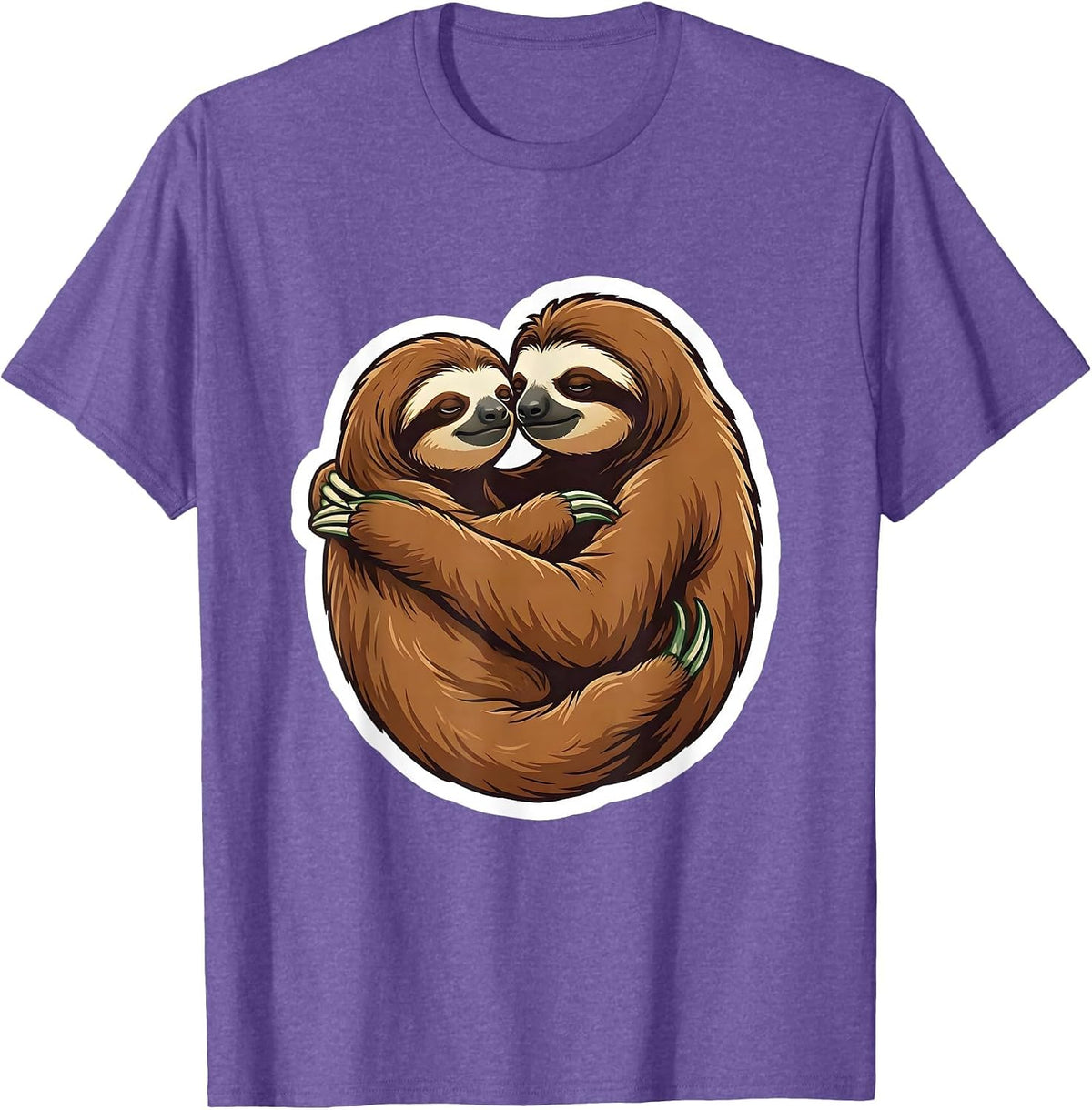 Men's Sloth Hug Funny Sloth Lover Animal Humor T-Shirt - Purple Heather