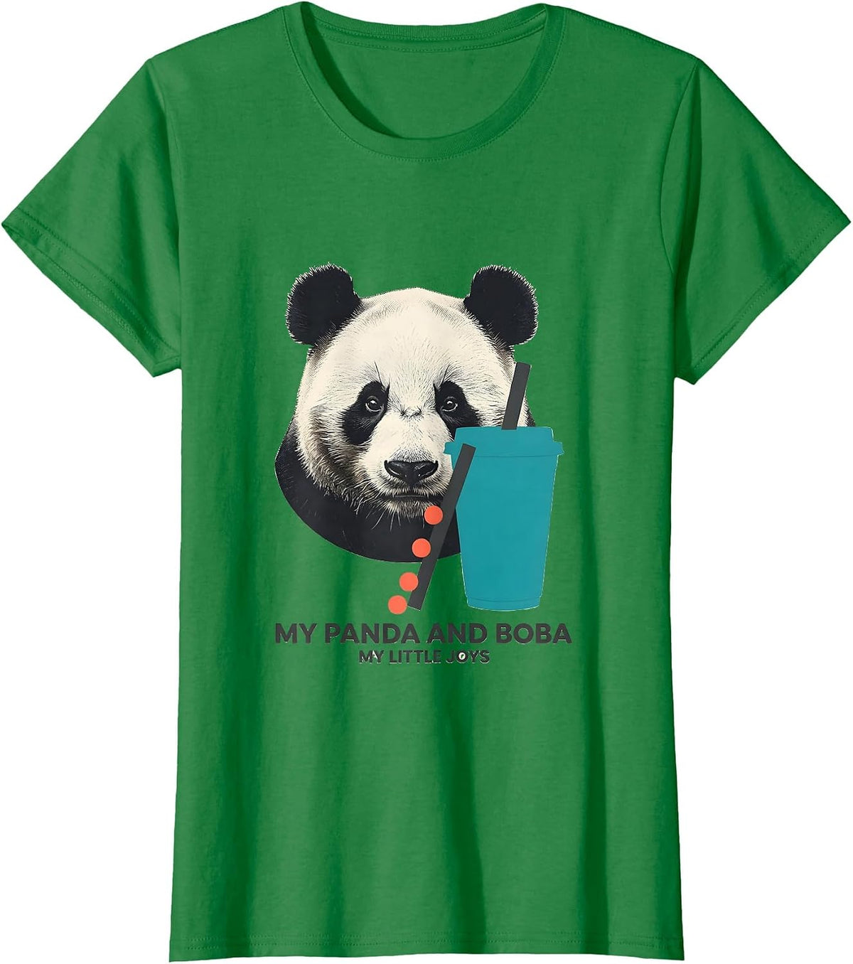 My Panda And Boba My Little Joys Cute Kawaii Anime Girl T-Shirt - Kelly Green