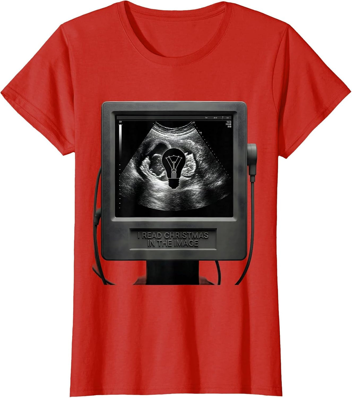 I Read Christmas In The Image Funny Sonographer Ultrasound T-Shirt - Red