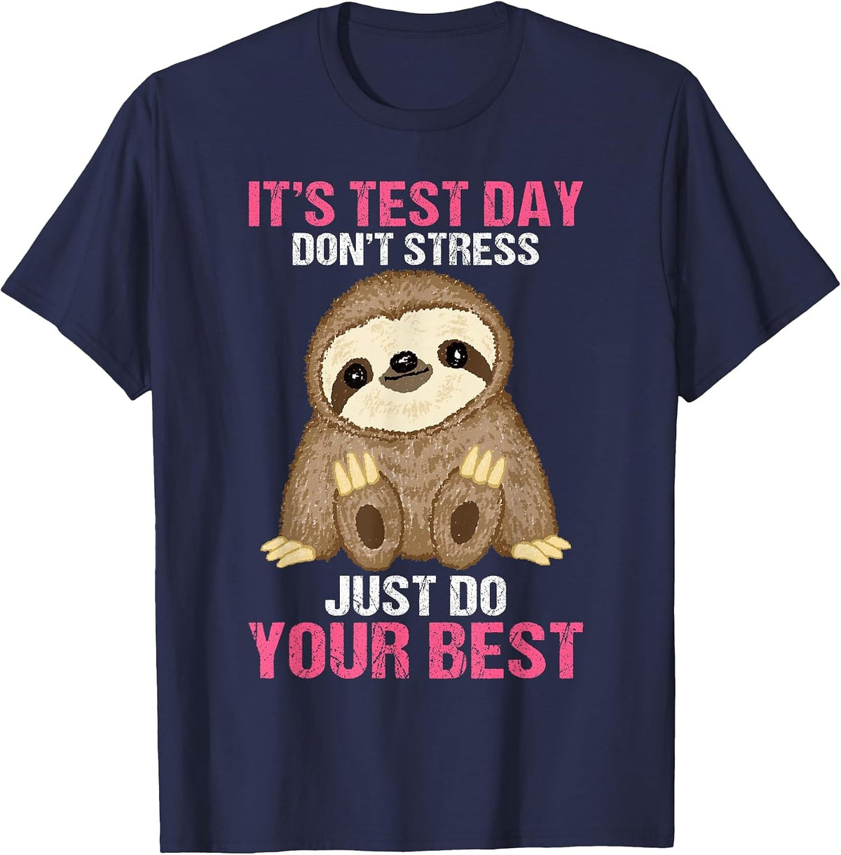 It's Test Day Sloth Teacher T-Shirt - Navy Blue