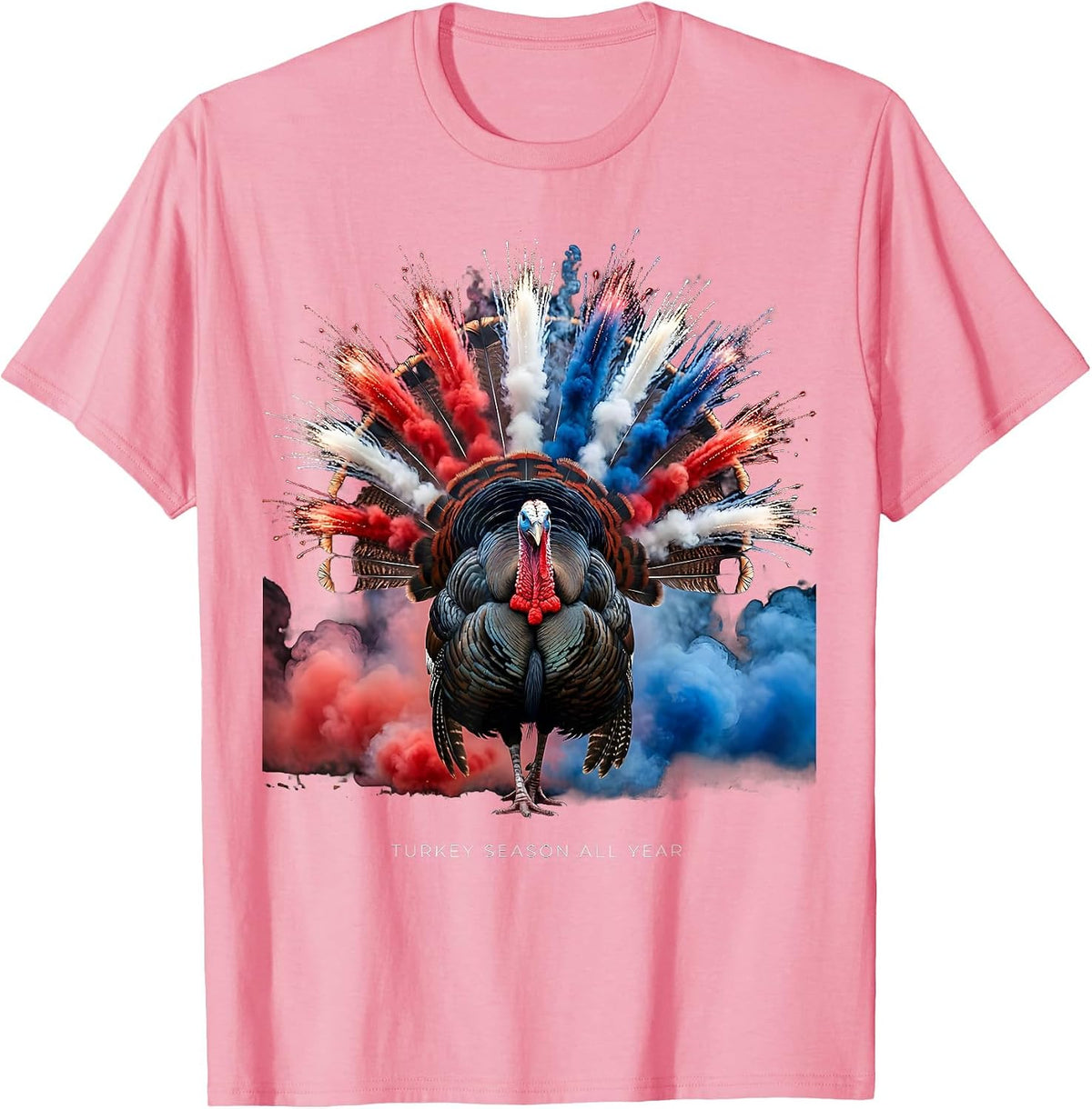 Men's Turkey Season All Year Funny Hunting Design T-Shirt - Pink