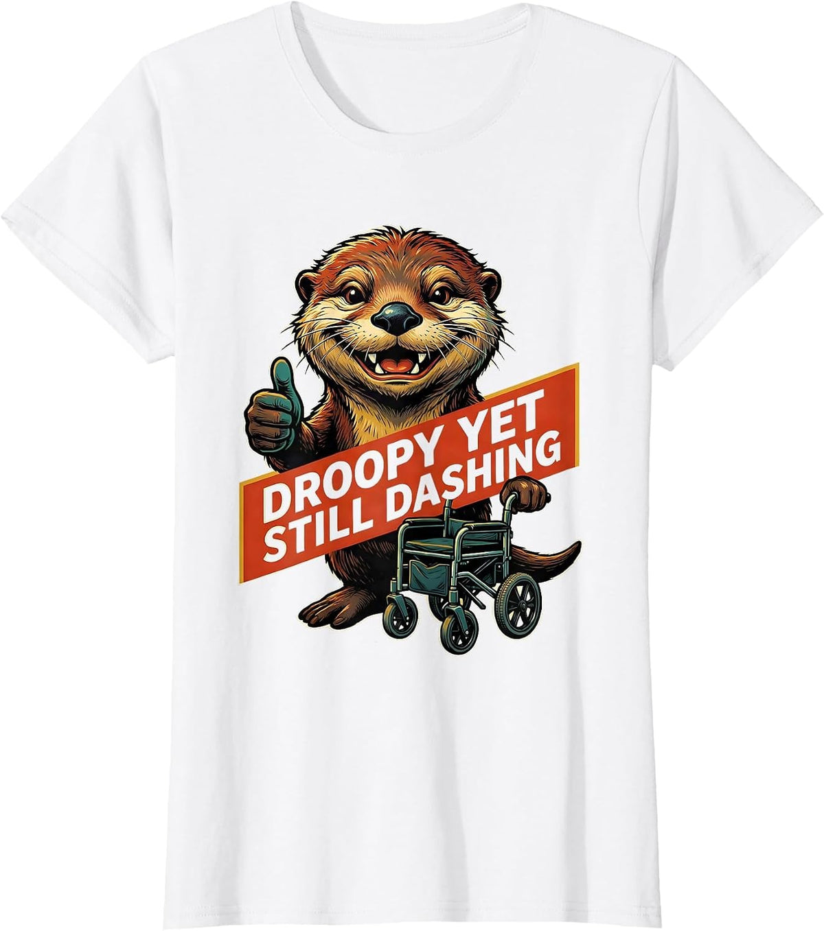 Droopy Yet Still Dashing Funny Retro Advertising Mascot T-Shirt - White
