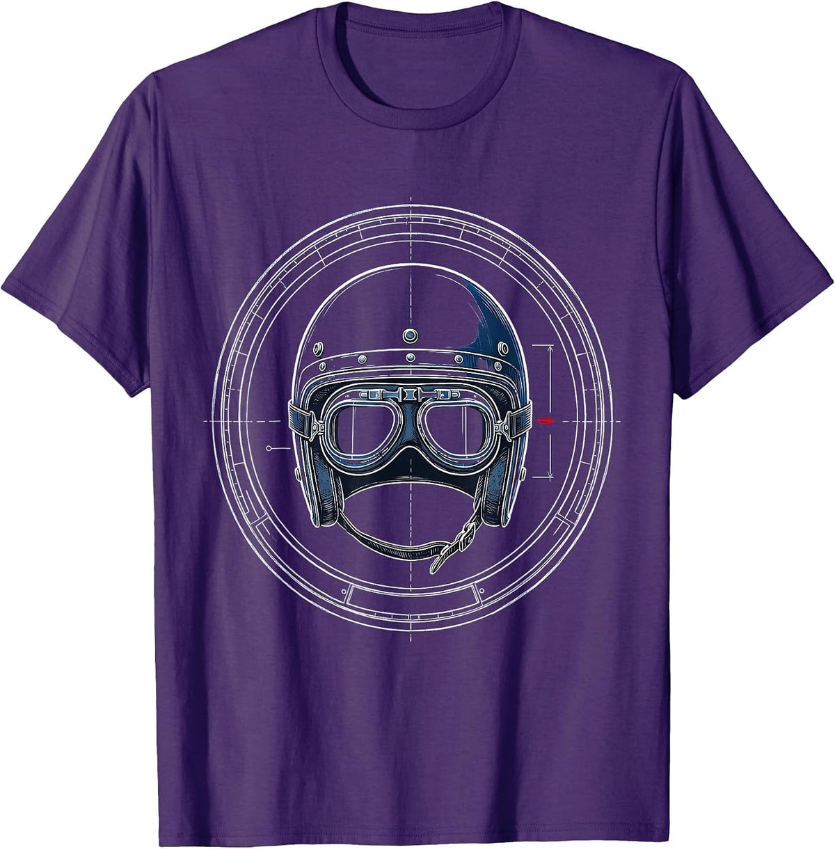 Vintage Mechanic Helmet and Goggles Portrait T-Shirt - Purple
