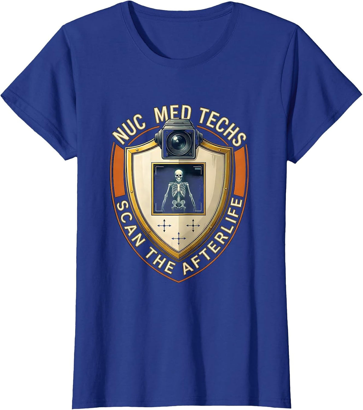 Women's Nuc Med Techs Scan The Afterlife Funny Radiology Tech T-Shirt - Royal Blue