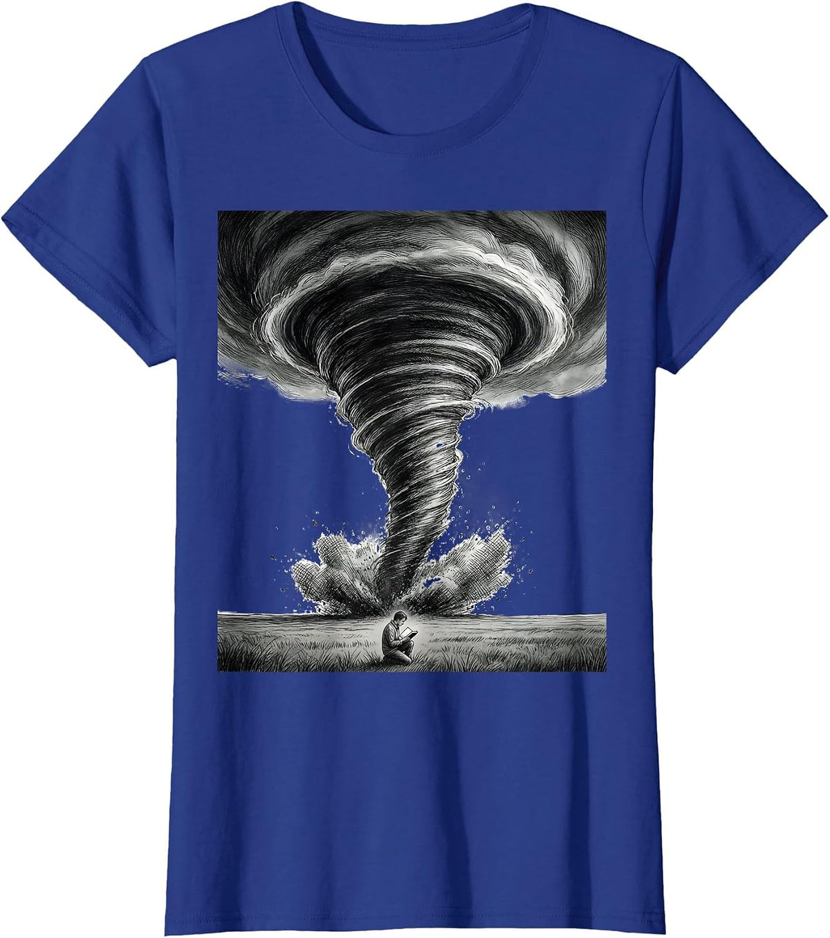 Women's Oversized Tornado Funnel Storm Chaser Meteorology Enthusiast T-Shirt - Royal Blue
