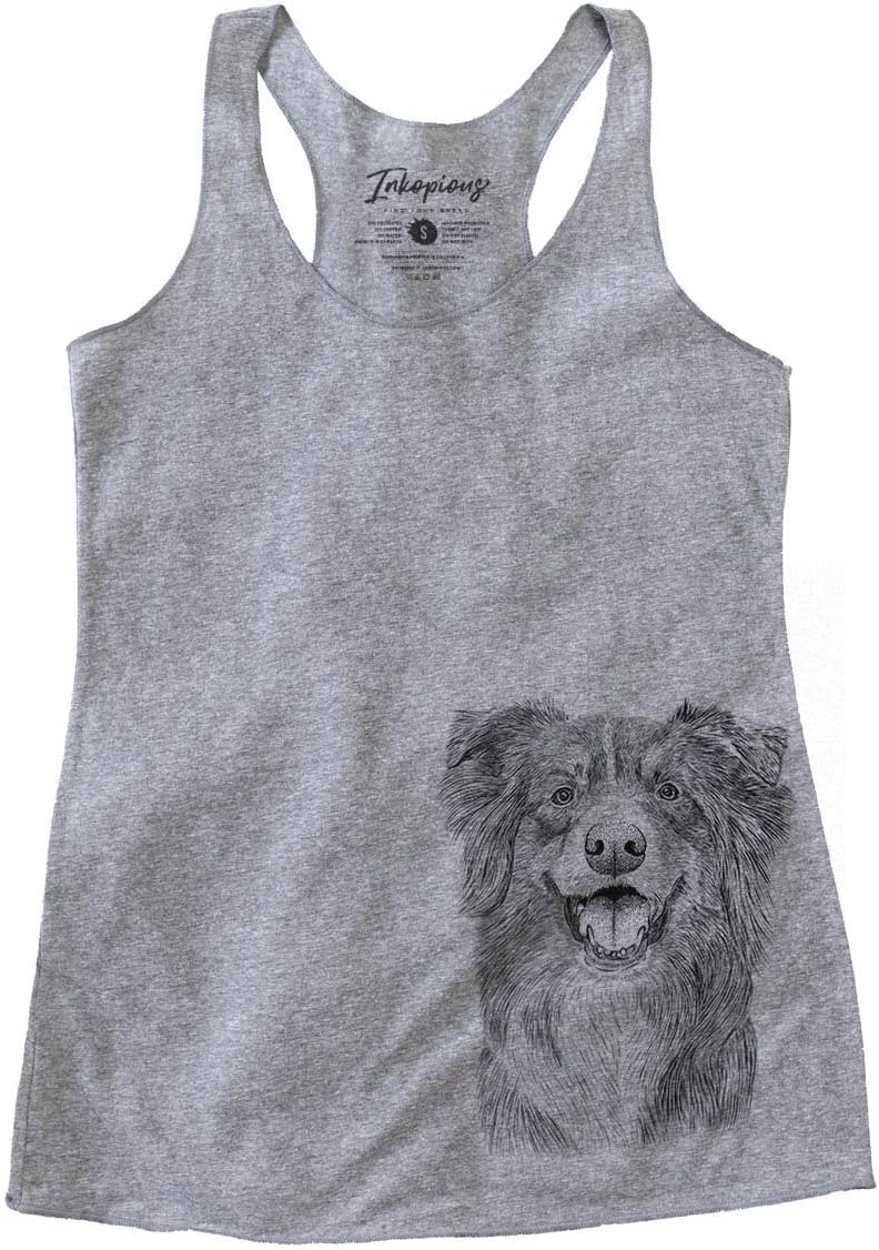 Bare Aussie Parker the Australian Shepherd Dog Triblend T-Shirt - Grey Racerback