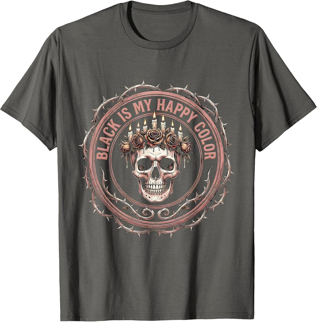 Black Is My Happy Color Goth Design T-Shirt - Asphalt Grey