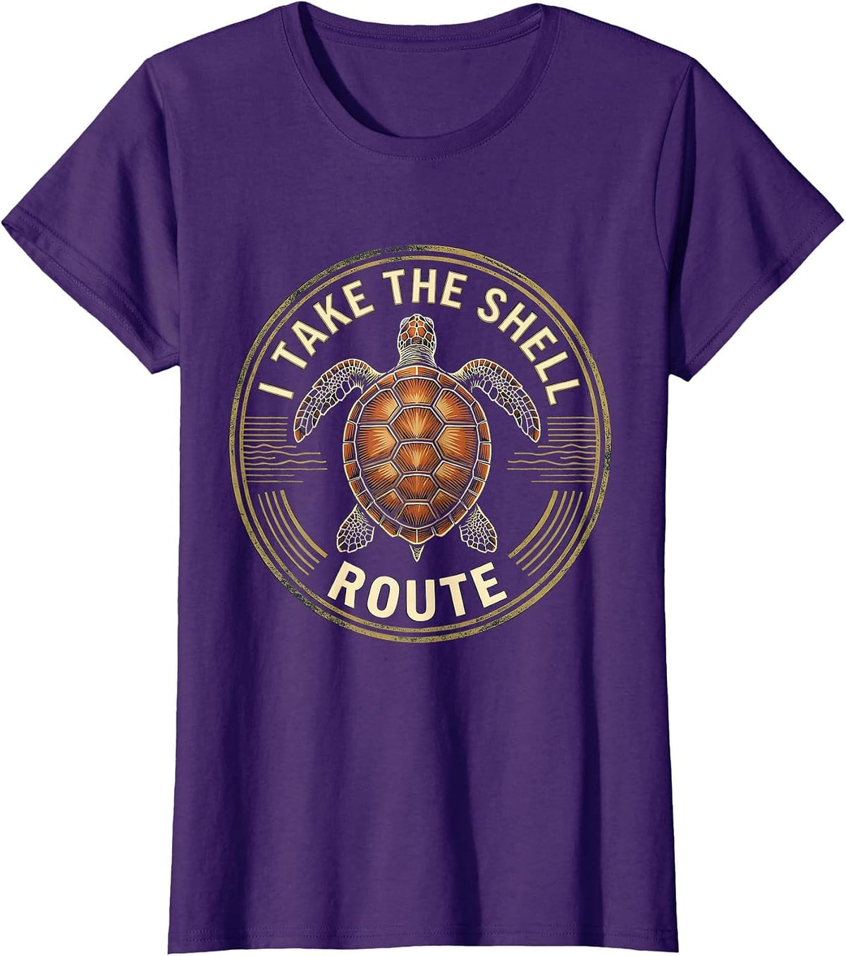 Women's I Take The Shell Route Vintage Sea Turtle Lover Humor Gift T-Shirt - Purple