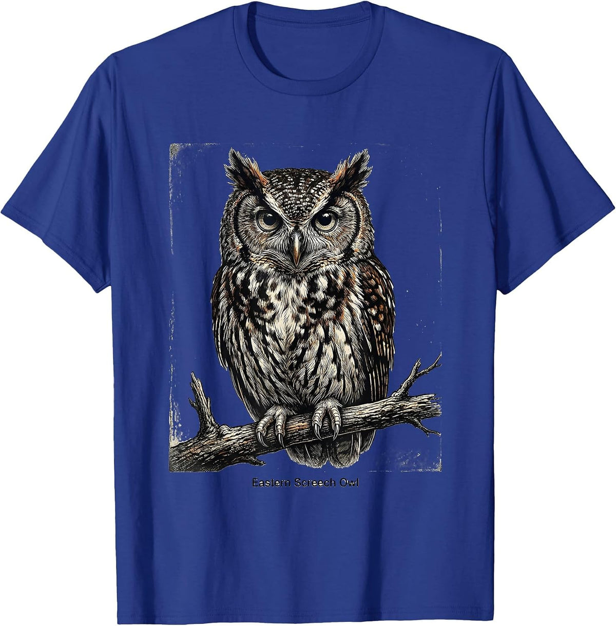 Men's Eastern Screech Owl Retro Bird Lover Funny Wildlife Humor T-Shirt - Royal Blue