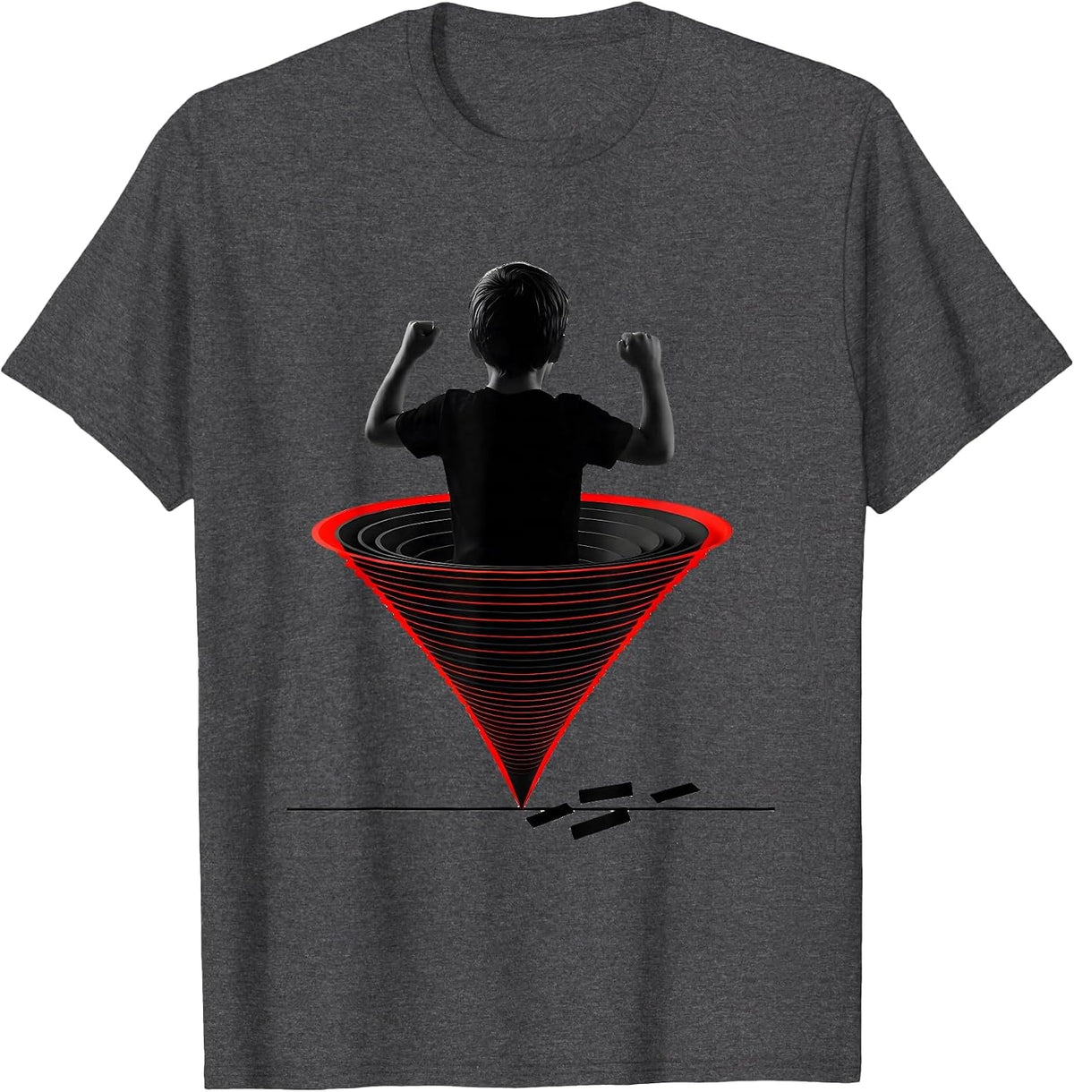 Running Child Tornado Storm Chaser Meteorology Humor T-Shirt - Dark Heather Grey