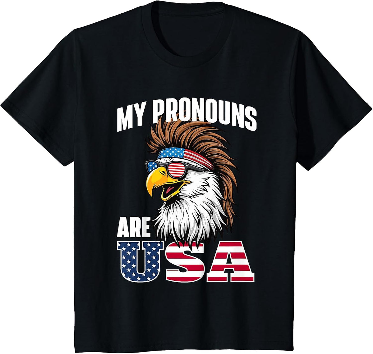 My Pronouns are USA - American Flag 4th of July Fourth T-Shirt - Black