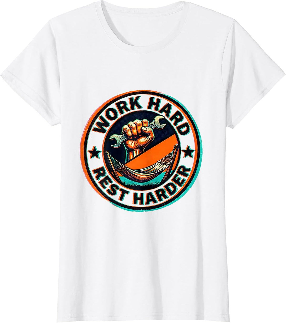 Work Hard Rest Harder Labor Day Graphic Design T-Shirt - White