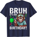 Bruh It's My Birthday Monkey T-Shirt - Navy Blue