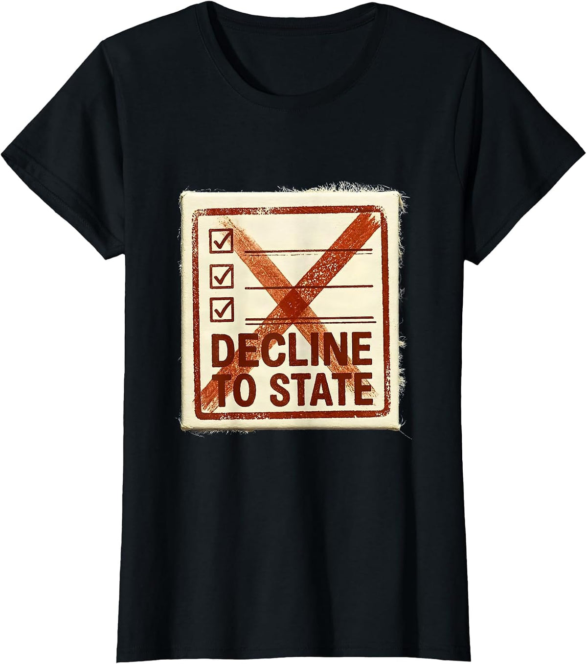 Decline To State Rubber Stamp Political Sarcastic Funny T-Shirt - Black