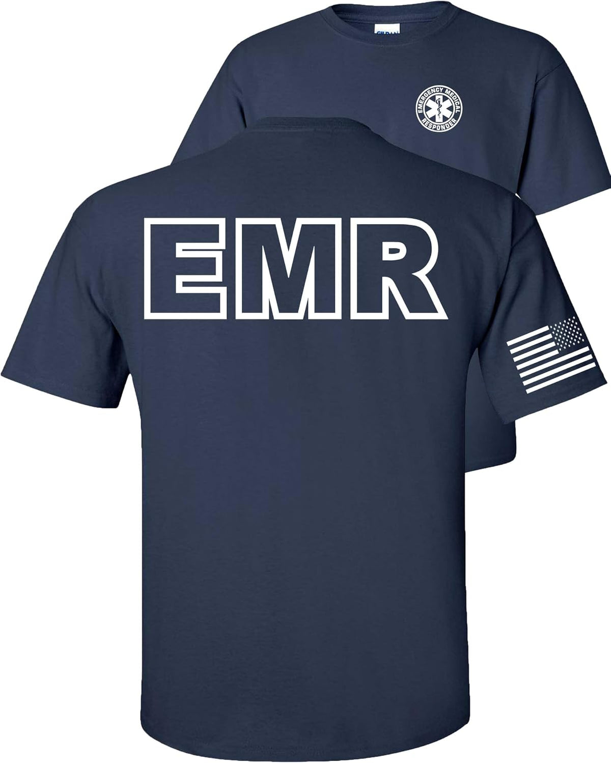 FAIR GAME EMR T-Shirt Emergency Medical Responders BAF Flag - Emr-navy-white Design