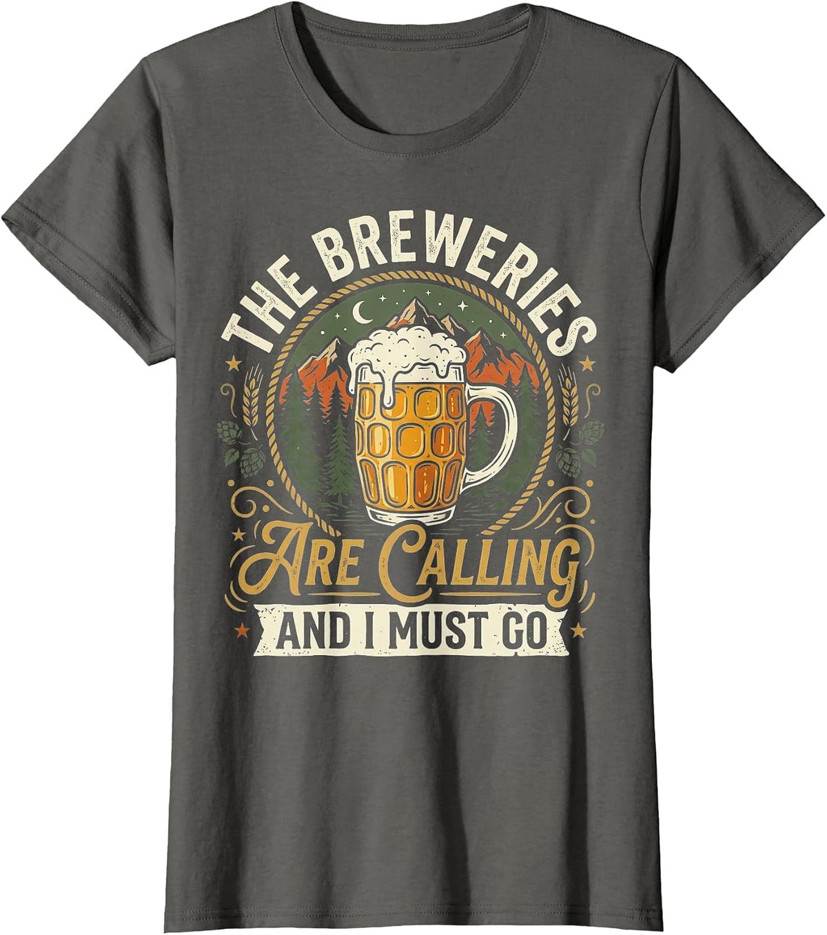 The Breweries are Calling and I Must Go Craft Beer Lover T-Shirt - Asphalt Grey