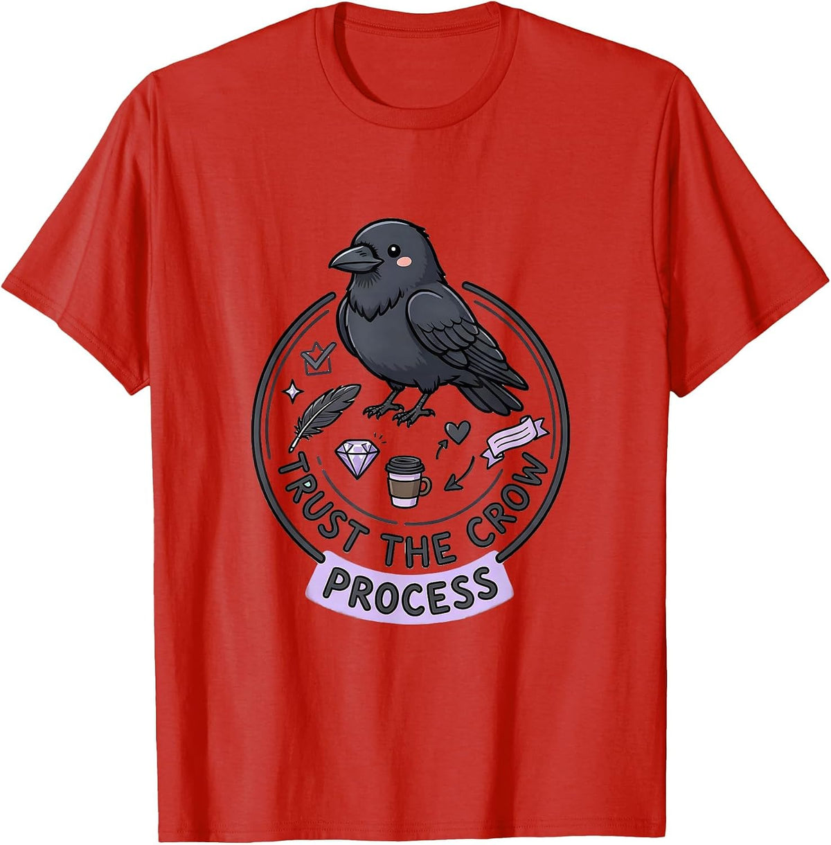 Men's Trust the Crow Process Crow Lover Design T-Shirt - Red