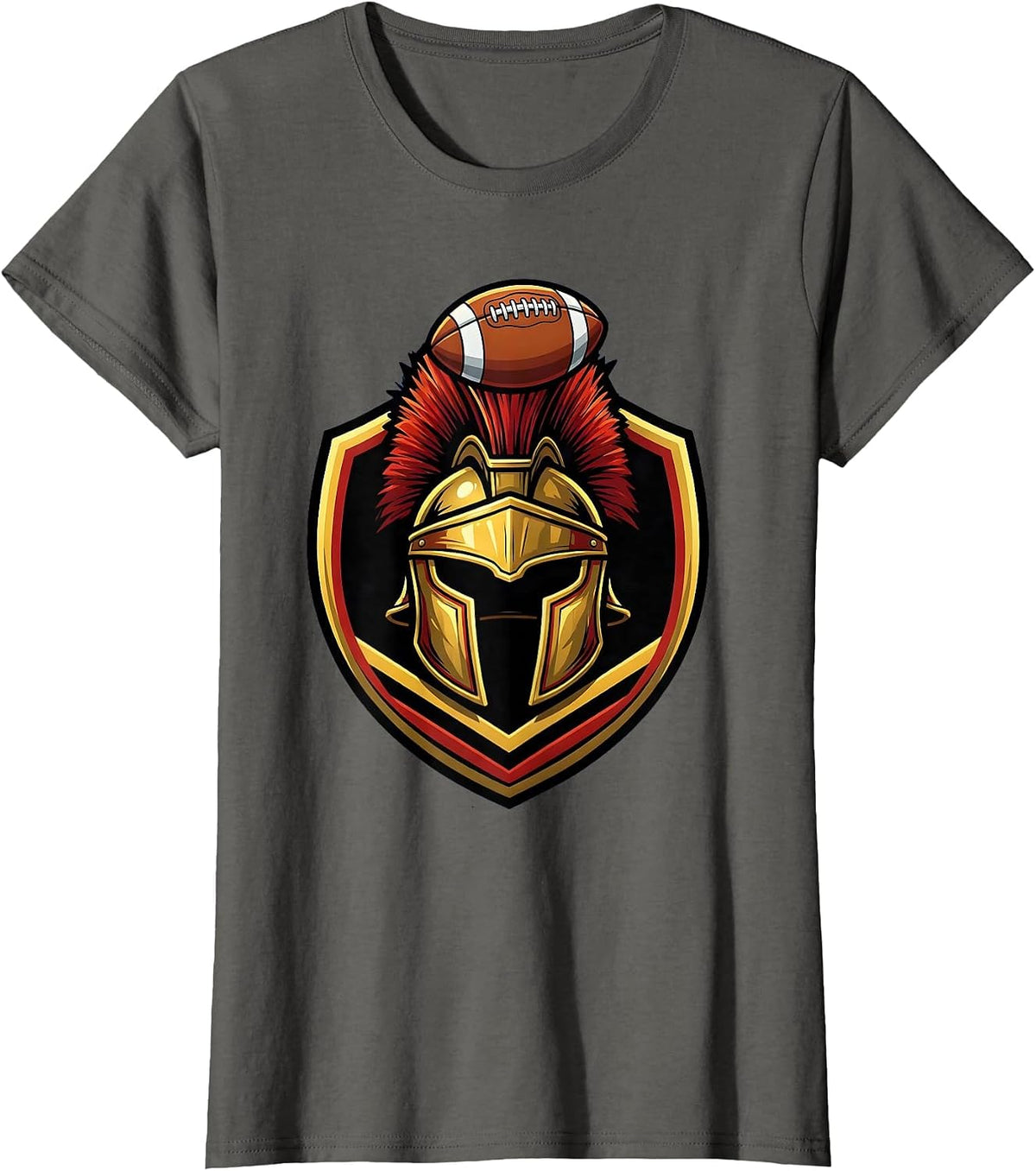 Women's Gladiator Rugby Helmet Crest Graphic T-Shirt - Asphalt Grey