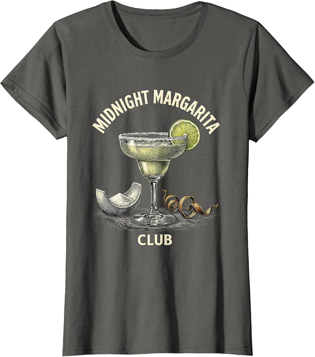 Women's Midnight Margarita Club Witchy Halloween Cocktail T-Shirt - Asphalt Grey