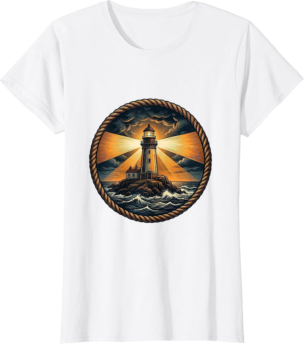 Social Worker Lighthouse Stormy Waters Design T-Shirt - White