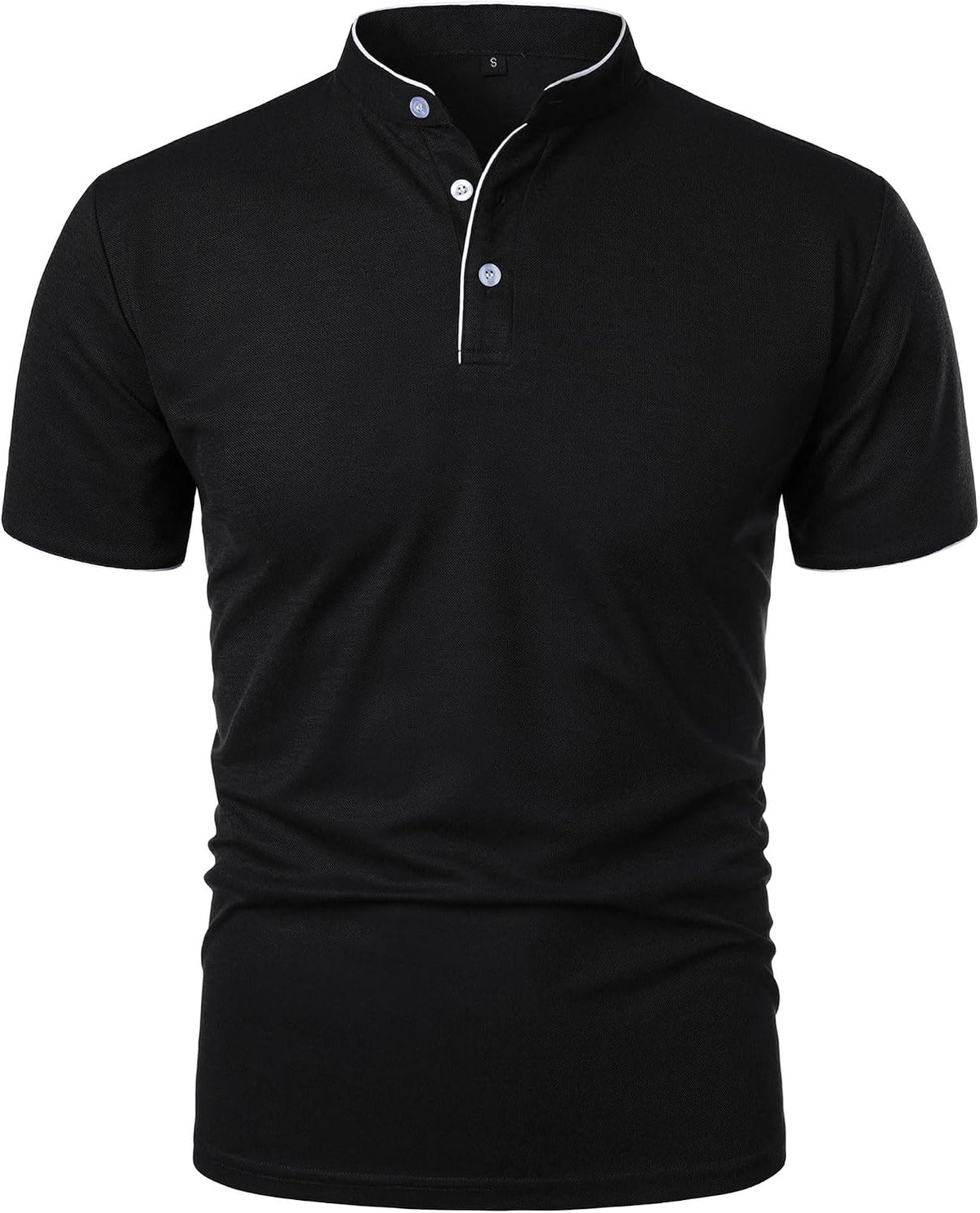 Men's Short-Sleeved Tops Slim Business Casual t-Shirt Solid-Color - Black