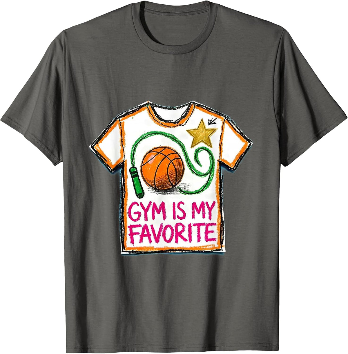 Gym Is My Favorite Naive Kidcore PE Teacher Back To School T-Shirt - Asphalt Grey