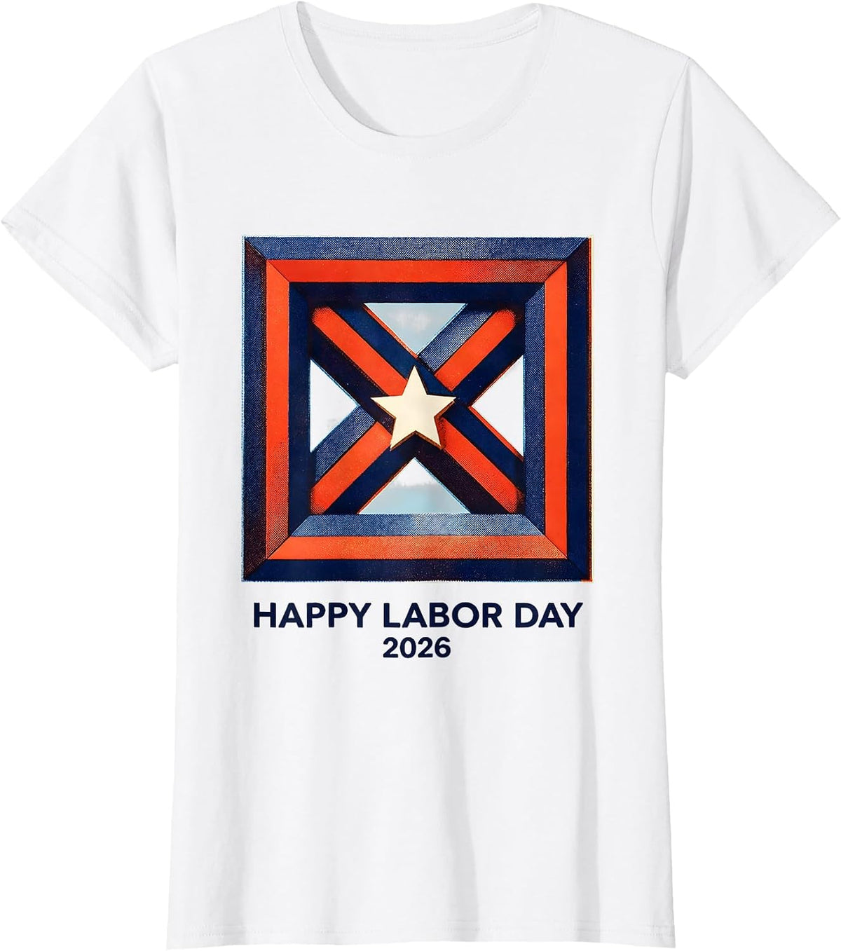 Women's Happy Labor Day 2026 Patriotic Union Pride Graphic T-Shirt - White
