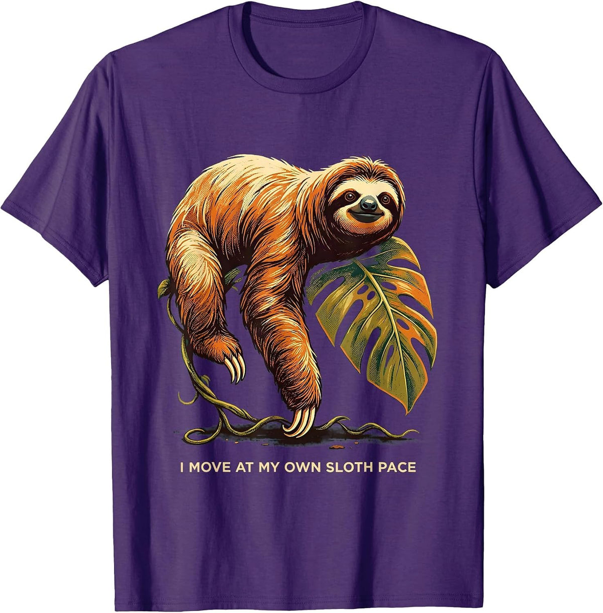 Men's I Move At My Own Sloth Pace Funny Sloth Lover Gift T-Shirt - Purple