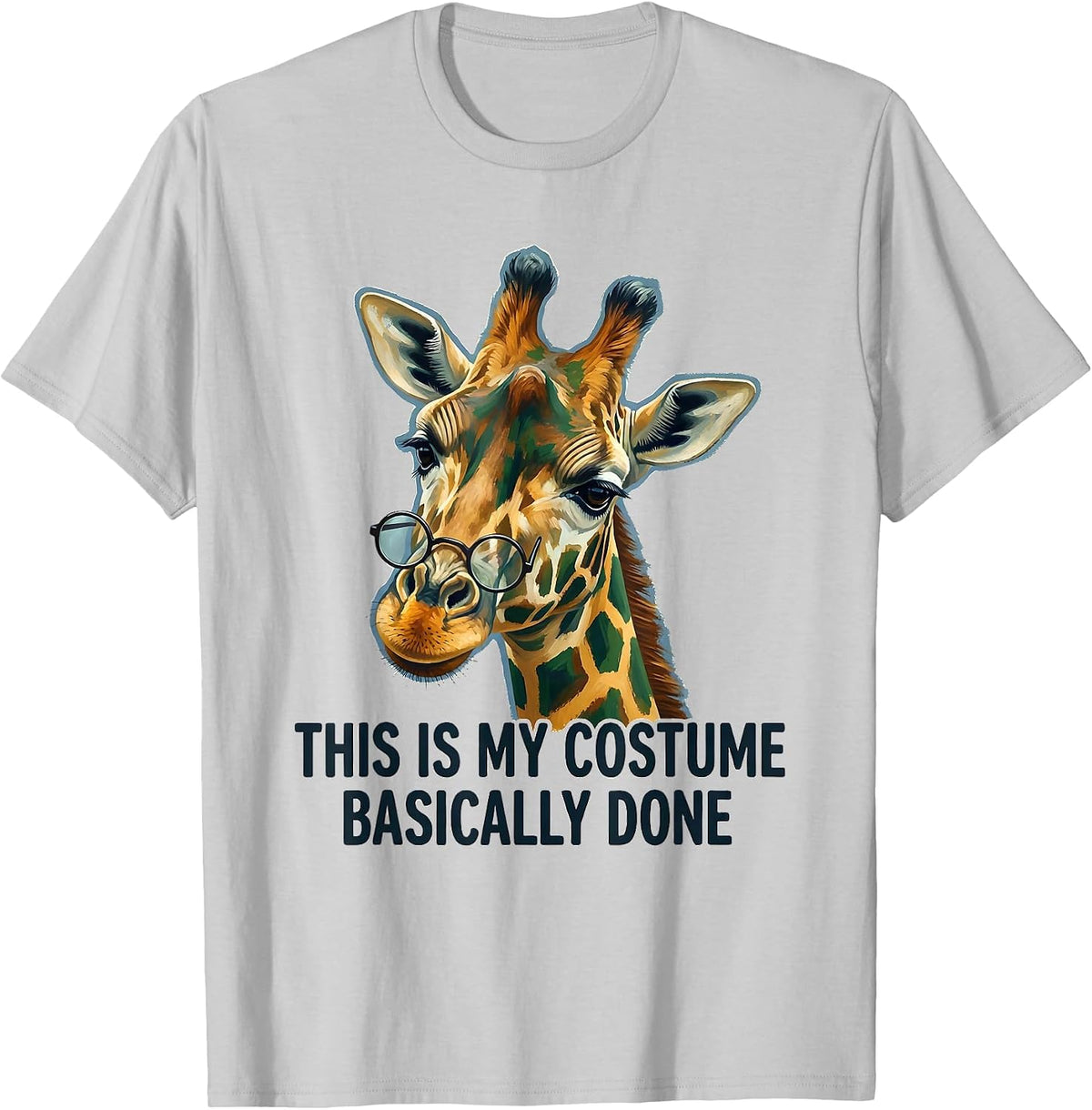 Men's This Is My Costume Basically Done Funny Giraffe Sunglasses T-Shirt - Silver Grey