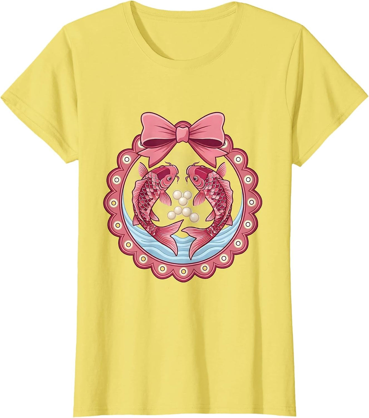 Pink Koi Fish Leaping Breast Cancer Awareness T-Shirt - Lemon Yellow