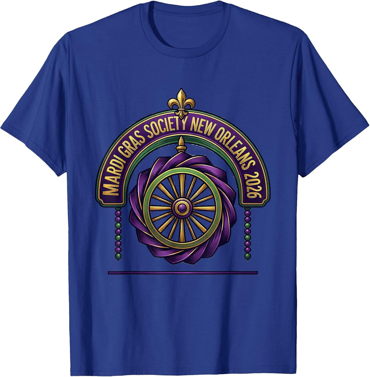 Men's Mardi Gras Society New Orleans 2026 Carnival Party Souvenir T-Shirt - Royal Blue