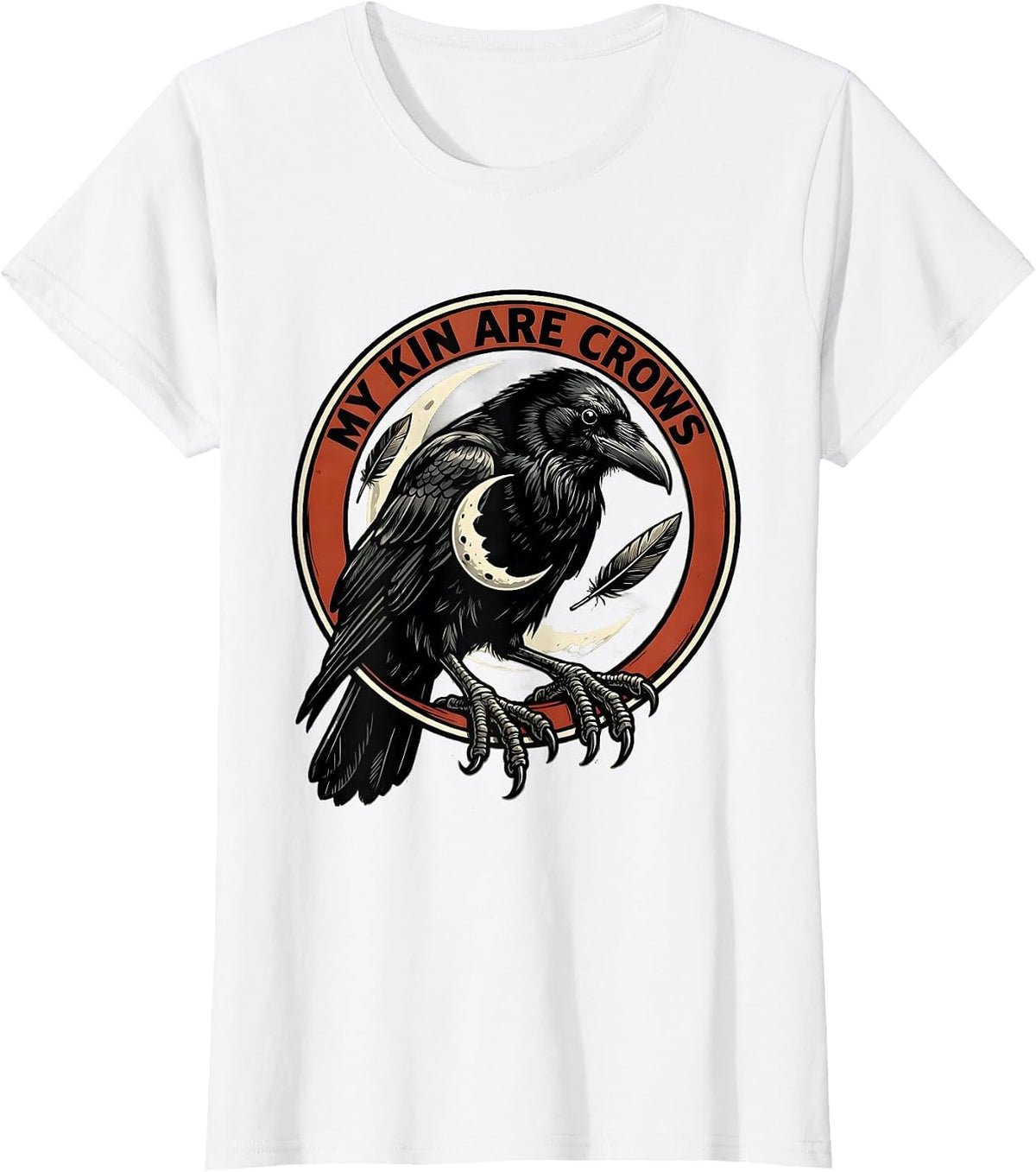 My Kin Are Crows Cartoon Gothic Raven Bird Lover Dark T-Shirt - White