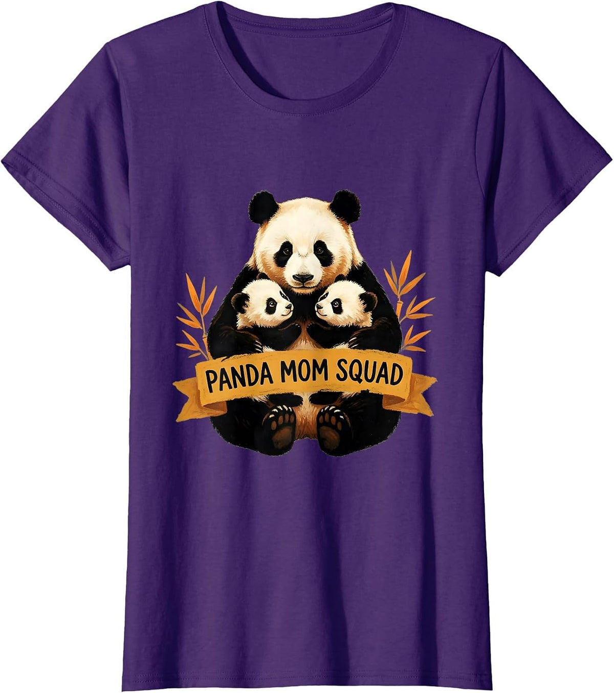 Women's Panda Mom Squad Cute Bear Lover Design T-Shirt - Purple